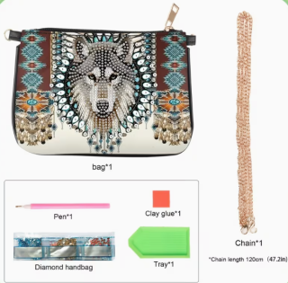 Preview: Diamond Painting Handtasche Wolf